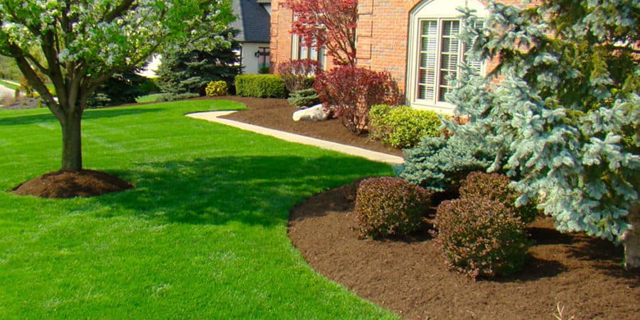 Mulching service in a residential property.