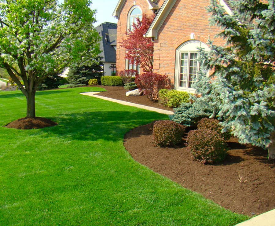Mulching service in a residential property.