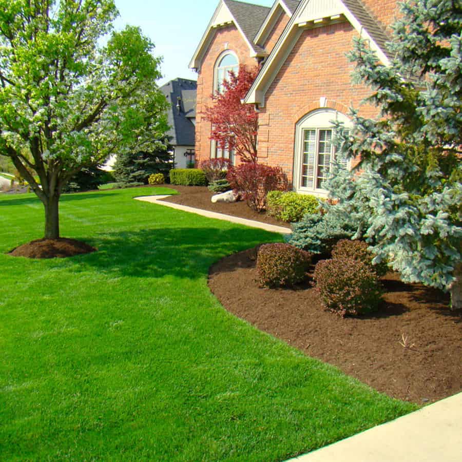 Mulching service in a residential property.