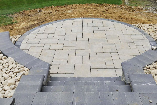 Backyard patio construction.
