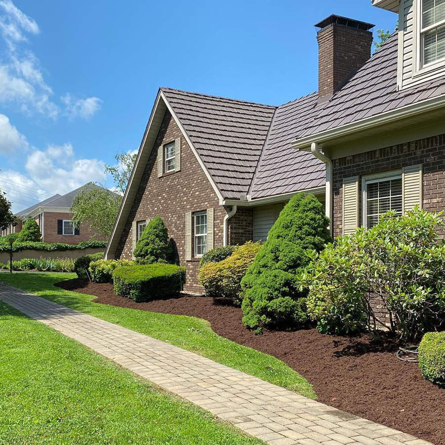 fresh mulch installation in a residential property.